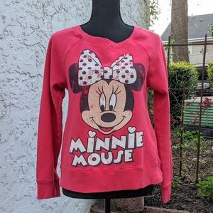 Distressed Minnie Mouse Wide Neck Sweatshirt